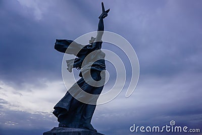 A huge statue of the Motherland Calls on the Mamayev mound Editorial Stock Photo