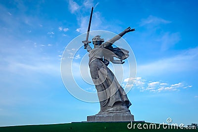 A huge statue of the Motherland Calls on the Mamayev mound Editorial Stock Photo