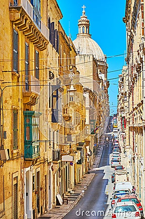 The huge dome above the Old Mint street, Valletta, Malta Stock Photo