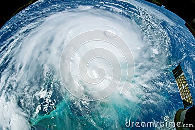 A huge tornado, a cyclone from space Stock Photo