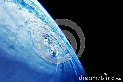 A huge tornado, a cyclone from space. Stock Photo