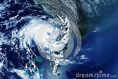 A huge tornado, a cyclone from space. Stock Photo