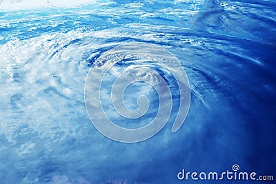 A huge tornado, a cyclone from space. Stock Photo