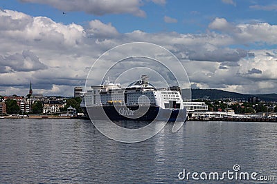 Huge transatlantic boat in a large lake in Oslo, Norway Editorial Stock Photo