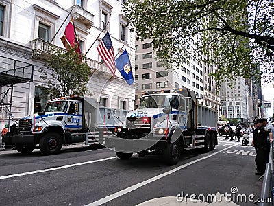 NYPD Police Trucks, New York City, Labor Day Parade, NYC, NY, USA Editorial Stock Photo