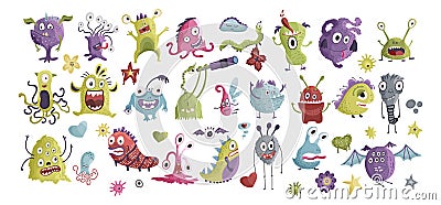 Huge vector clip art monster collection. Vector Illustration