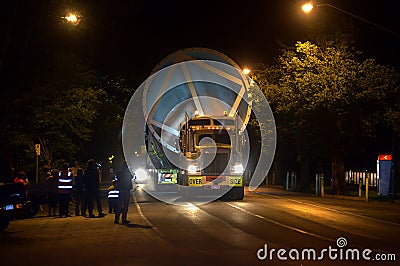 Huge vessels travel through country town Victoria on route to a refinery Editorial Stock Photo