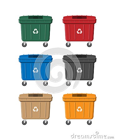 Huge waste trash can isolated on white. Vector Illustration