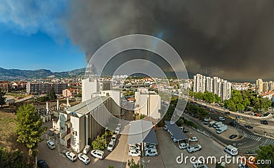 Huge wildfire in Split, Croatia. Editorial Stock Photo