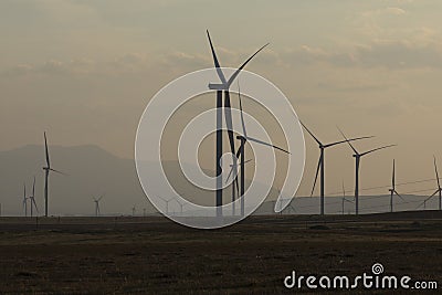 Huge wind turbines, Ebro Valley, Spain Stock Photo