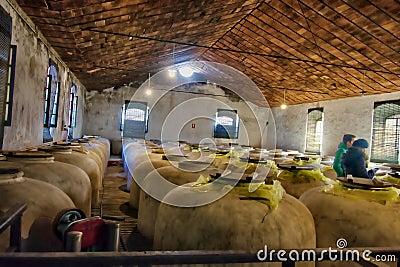 Huge wine jars in a winery. Montilla, Cordoba 25 Editorial Stock Photo