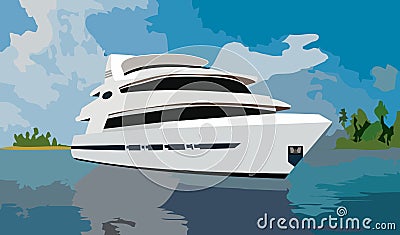 Huge yacht Vector Illustration