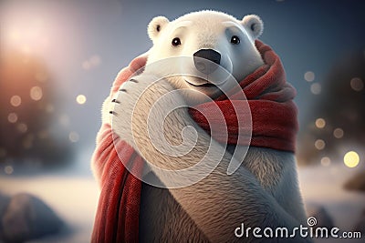 Huggable Polar Bear: A 32k Cartoon Epic in ProPhoto RGB with Halfrear Lighting and VR Stock Photo