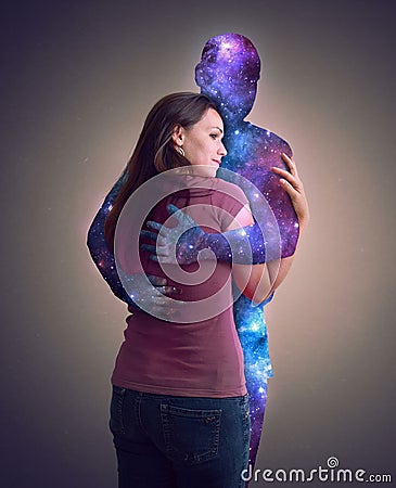 Hugging the universe Stock Photo