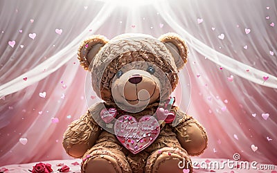 Hugs and Heartbeats A Valentine's Day Soiree with Your Loveable Teddy Bear Stock Photo