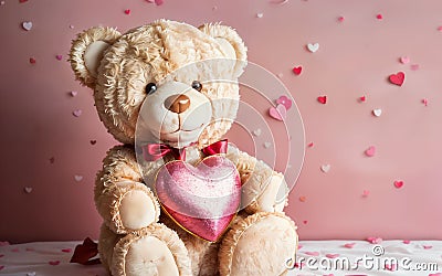 Hugs and Heartbeats A Valentine's Day Soiree with Your Loveable Teddy Bear Stock Photo