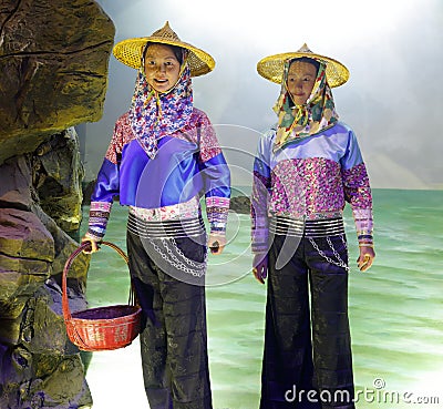 Wax figure of huian women in laoyuanzi museum of xiamen city, adobe rgb Editorial Stock Photo
