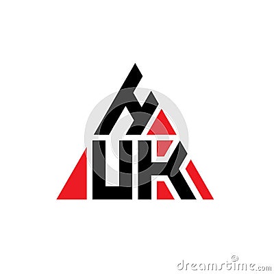 HUK triangle letter logo design with triangle shape. HUK triangle logo design monogram. HUK triangle vector logo template with red Vector Illustration
