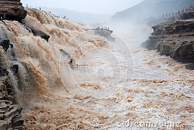 Hukou Waterfall of China's Yellow River Stock Photo