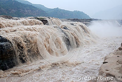 Hukou Waterfall of China's Yellow River Stock Photo