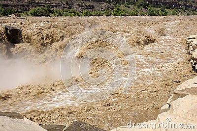 Hukou Waterfall of Yellow River Stock Photo