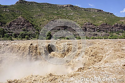 Hukou Waterfall of Yellow River Stock Photo