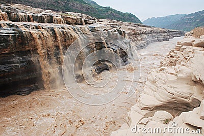 Hukou Waterfall of Yellow River Stock Photo