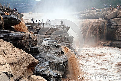 Hukou Waterfall of Yellow River Editorial Stock Photo