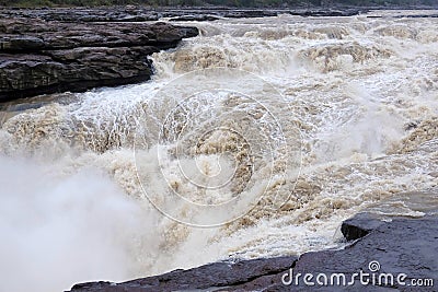 Hukou Waterfall of Yellow River Stock Photo