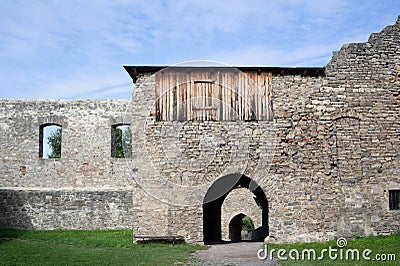 Hukvaldy, historical castle and fortress. Fortification and walls made of stone Stock Photo