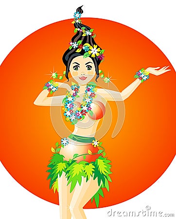 Hula Dancer Vector Illustration