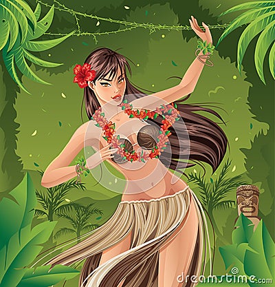 Hula Dancer Vector Illustration