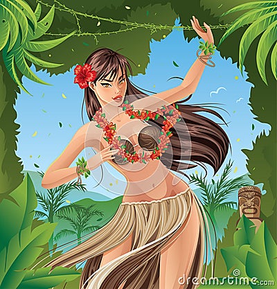 Hula Dancer Vector Illustration