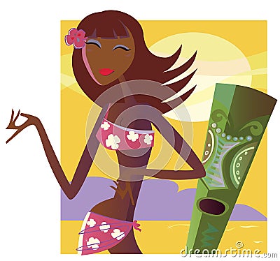 Hula girl Vector Illustration