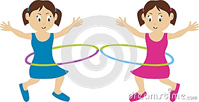 Hula Hoop Twins Vector Illustration