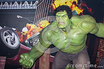 The Hulk, wax figure, Madame Tussaud`s Amsterdam Editorial Stock Photo