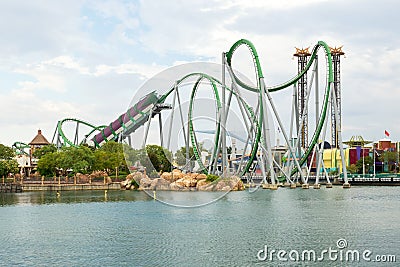 The Hulk Rollercoaster at Universal Studios Islands of Adventur Editorial Stock Photo