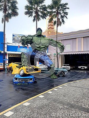 Hulk Statue at the Transport Museum in East Java, Indonesia Editorial Stock Photo