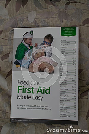 First aid life saving training Paediatric manual made easy for students attending a basic first aid Editorial Stock Photo