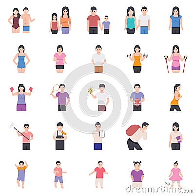 Human Activities Icons Set Vector Illustration