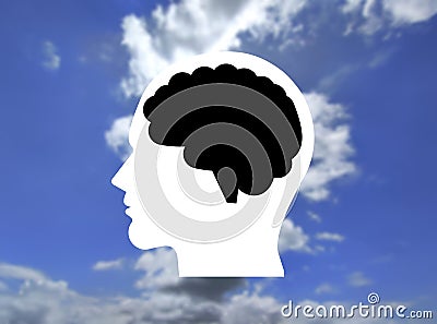 human adn mind icon isolated on blur sky background Stock Photo