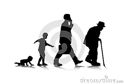 Human Aging Cartoon Illustration