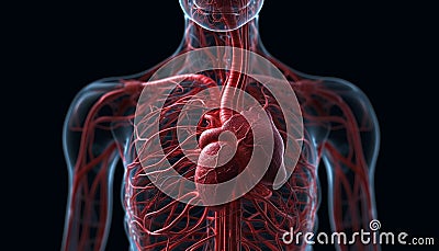 Human anatomy illustrated blood flowing through arteries generated by AI Stock Photo