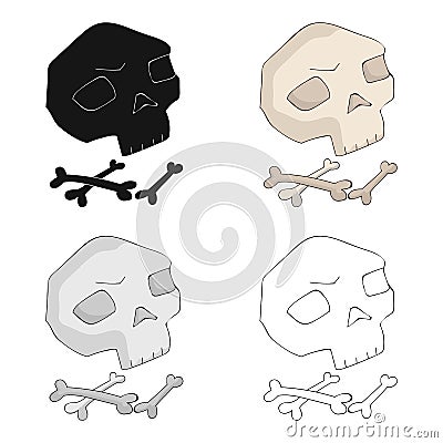 Human ancient bones icon in cartoon style isolated on white background. Stone age symbol stock vector illustration. Vector Illustration