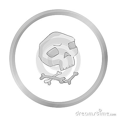 Human ancient bones icon in monochrome style isolated on white background. Stone age symbol stock vector illustration. Vector Illustration