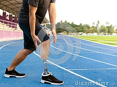 Human artificial legs Disabled leg to exercise Stock Photo