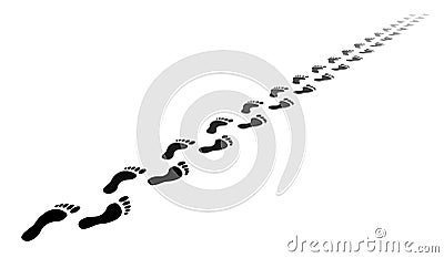 Human barefoot sole footprint point of view footpath silhouettes Vector Illustration