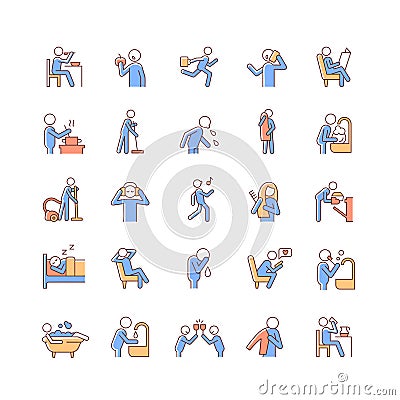 Human behaviour RGB color icons set Vector Illustration