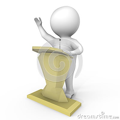 A human behind a podium - a 3d image Stock Photo
