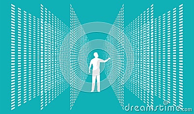A human being search between stock rows of sorted data. Library card catalogue. Chaos and order. Big data analysis. Stock Photo